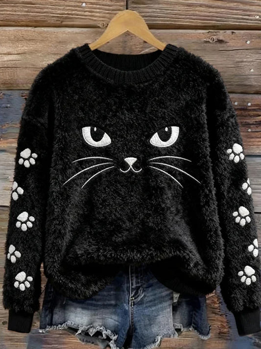 Damskie Retro Animal Art Print Casual Top flanelowy